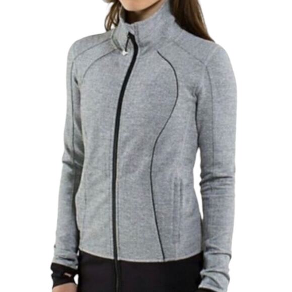 Lululemon Athletica Jackets & Blazers - LULULEMON Ghost Herringbone Nice Asana Jacket Gray Zip Ip Jacket Size 8